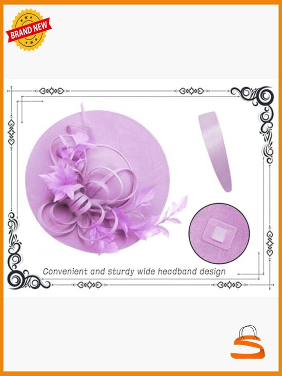 Linen Fascinator Hat - Vintage Feather Headpiece for Derby, Wedding, Tea Party main image 6